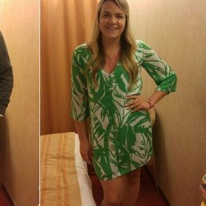 Lilly for Targey green palm shift dress
